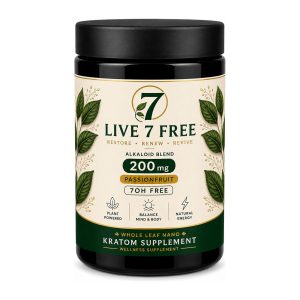 Live 7 Free Nano whole leaf kratom tablets, 100 count jar