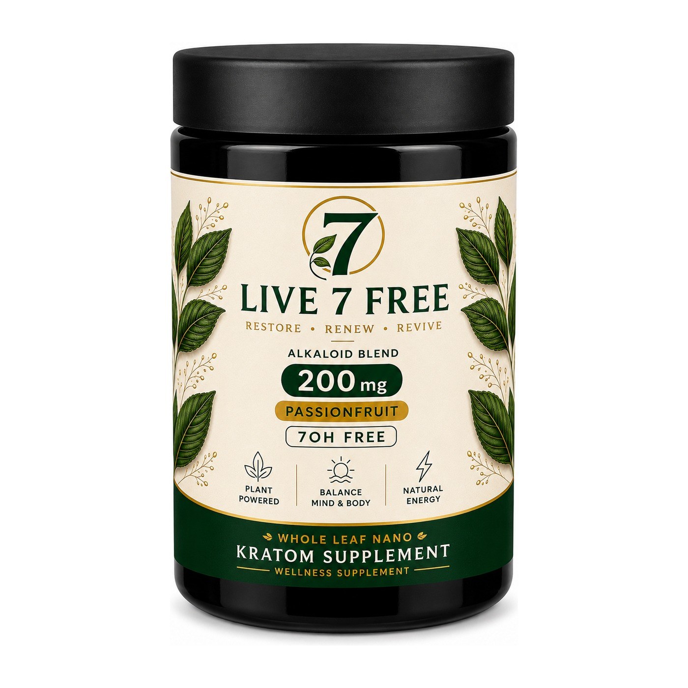 Live 7 Free Nano whole leaf kratom tablets, 100 count jar Live 7 Free Nano whole leaf kratom tablets, 100 count jar