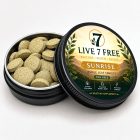 Open Live 7 Free Sunrise 40 count tin showing white vein tablets